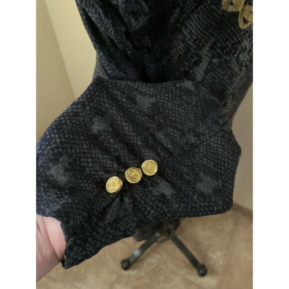 Coogi Women's Dress Size M Black Snake Skin Print Gold Chain Cold Shoulder - Picture 5 of 7